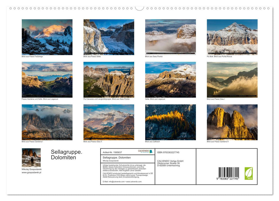 Groupe Selle. Dolomites (Calendrier mural CALVENDO Premium 2024) 