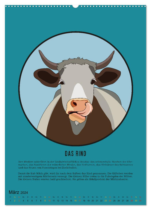 FARM animals, a calendar for adults and enlightened children (CALVENDO wall calendar 2024) 