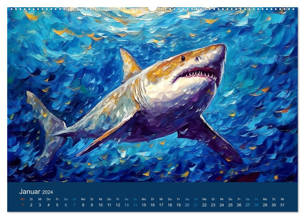 Meerestiere - Kunstvolle Reise durch die Welt der Ozeane (CALVENDO Wandkalender 2024)