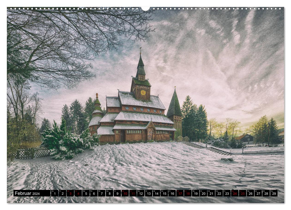 Gustav Adolf Stave Church. The most beautiful church in the Harz (CALVENDO Premium Wall Calendar 2024) 