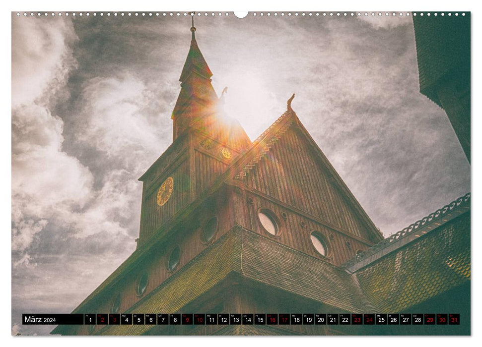 Église en bois debout Gustav Adolf. La plus belle église du Harz (Calendrier mural CALVENDO Premium 2024) 