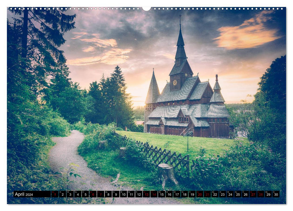 Église en bois debout Gustav Adolf. La plus belle église du Harz (Calendrier mural CALVENDO Premium 2024) 