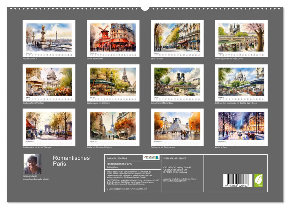 Romantisches Paris (CALVENDO Premium Wandkalender 2024)