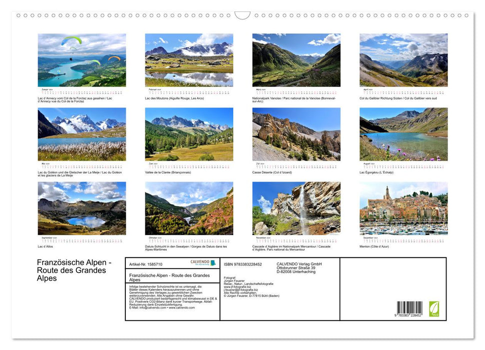 Französische Alpen - Route des Grandes Alpes (CALVENDO Wandkalender 2024)