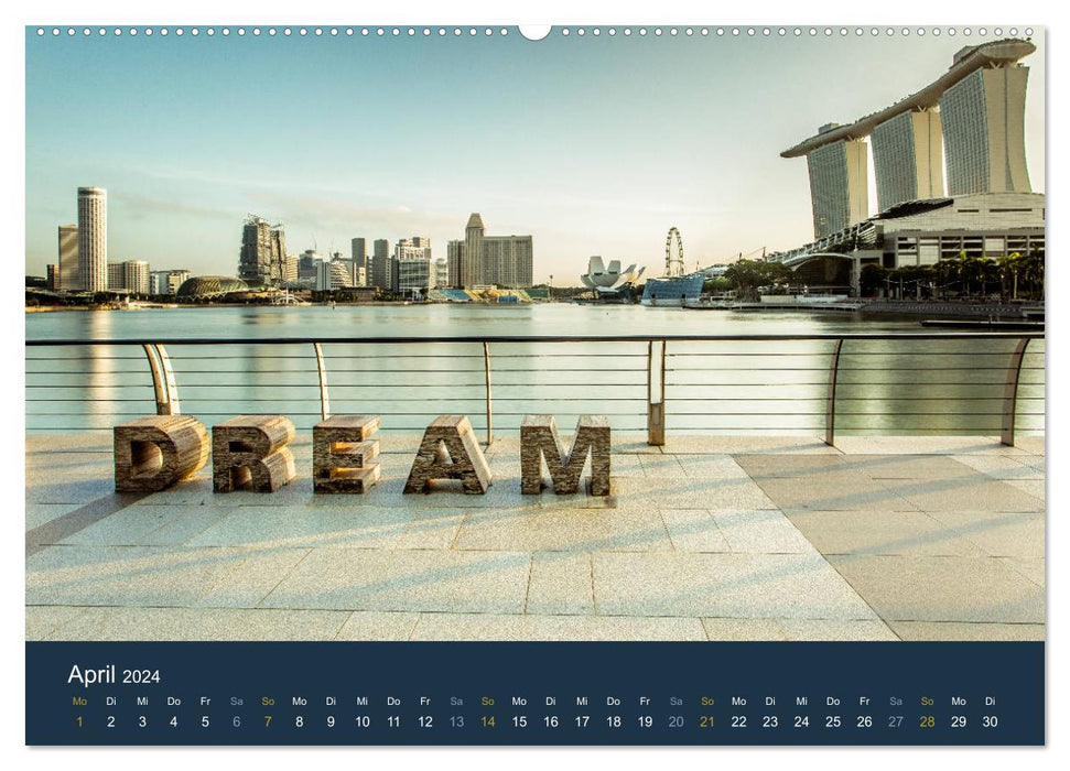 Singapur bei Nacht und Tag (CALVENDO Premium Wandkalender 2024)