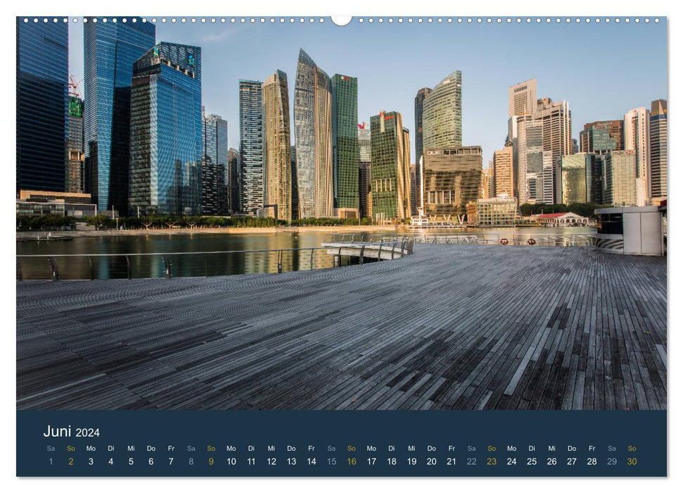 Singapour la nuit et le jour (Calvendo Premium Wall Calendar 2024) 