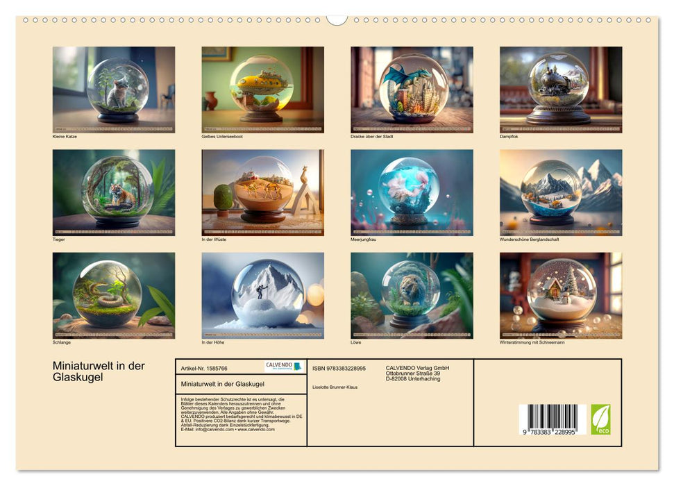 Miniaturwelt in der Glaskugel (CALVENDO Premium Wandkalender 2024)