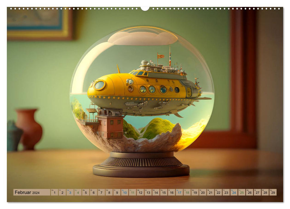 Miniature world in the glass ball (CALVENDO Premium Wall Calendar 2024) 