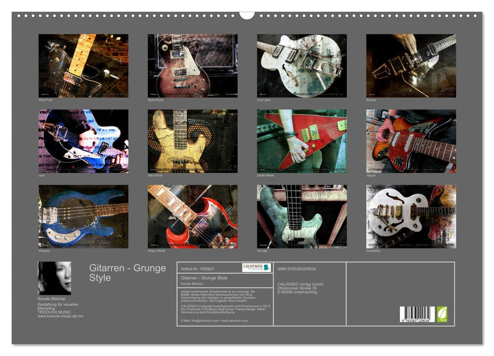 Gitarren - Grunge Style (CALVENDO Wandkalender 2024)