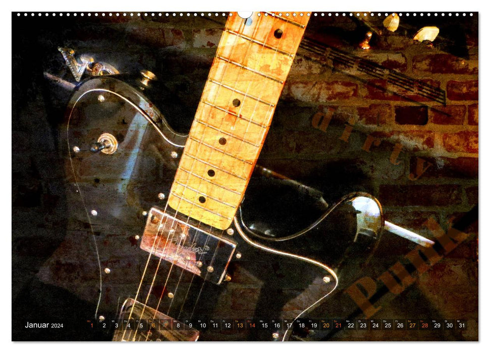 Guitars - Grunge Style (CALVENDO Wall Calendar 2024) 