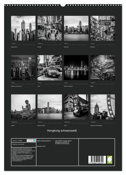 Hong Kong black and white (CALVENDO Premium Wall Calendar 2024) 