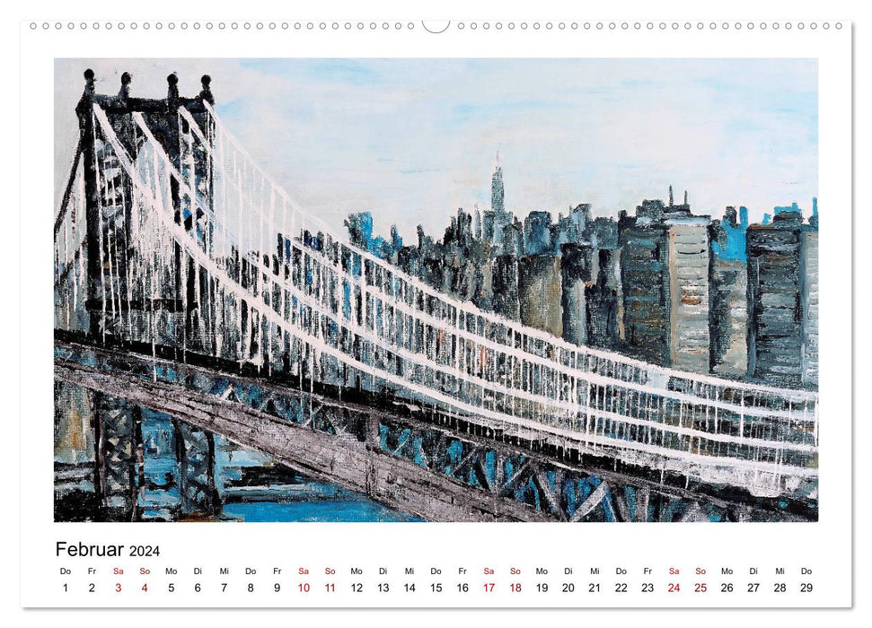 Vues de la ville de New York en peinture abstraite (calendrier mural CALVENDO 2024) 