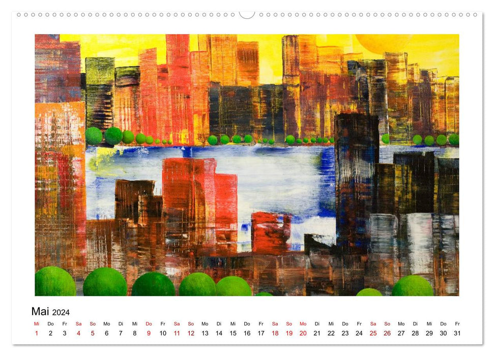 Vues de la ville de New York en peinture abstraite (calendrier mural CALVENDO 2024) 