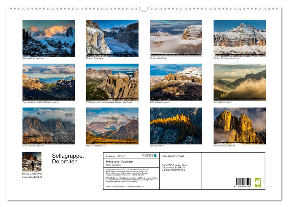 Groupe Selle. Dolomites (Calendrier mural CALVENDO 2024) 