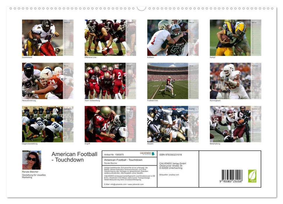 Football américain – Touchdown (Calvendo Premium Calendrier mural 2024) 