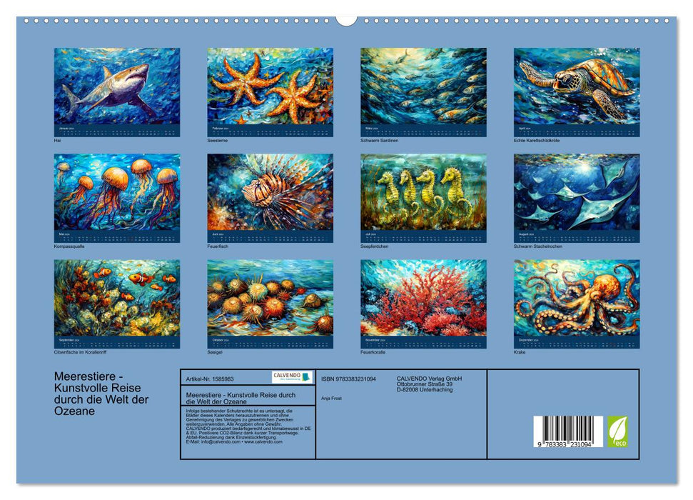 Meerestiere - Kunstvolle Reise durch die Welt der Ozeane (CALVENDO Premium Wandkalender 2024)
