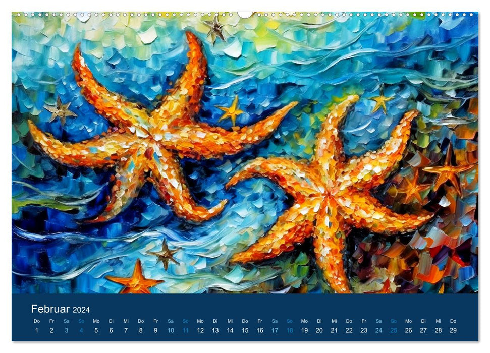 Animaux marins - Voyage artistique à travers le monde des océans (Calendrier mural CALVENDO Premium 2024) 