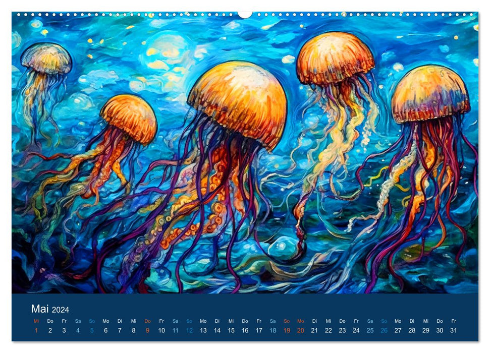 Sea creatures - Artful journey through the world of the oceans (CALVENDO Premium Wall Calendar 2024) 