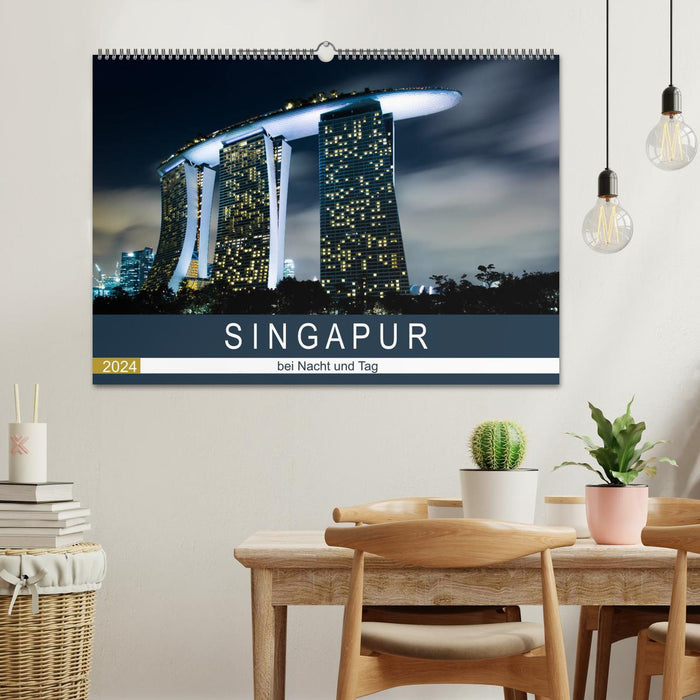 Singapour la nuit et le jour (calendrier mural CALVENDO 2024) 