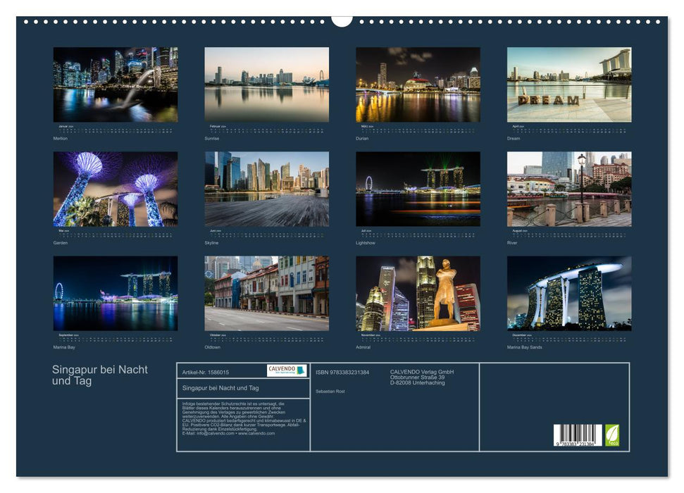 Singapore at night and day (CALVENDO wall calendar 2024) 