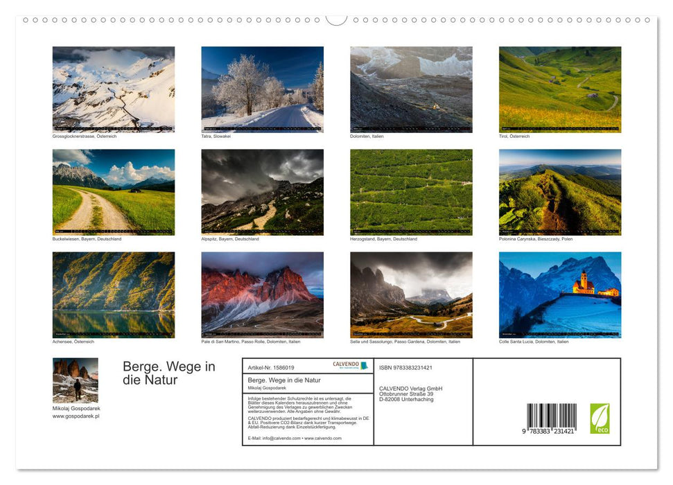 Berge. Wege in die Natur (CALVENDO Premium Wandkalender 2024)
