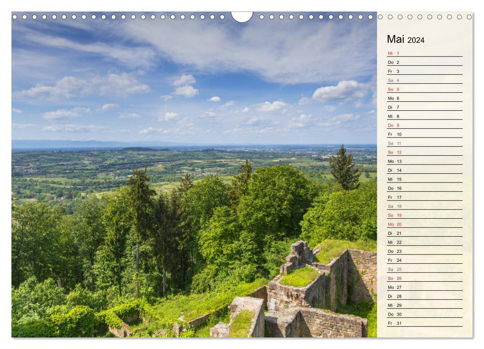 Sur le cheval noir de Schuster... Sud du Rhin supérieur et sud de la Forêt-Noire (calendrier mural CALVENDO 2024) 