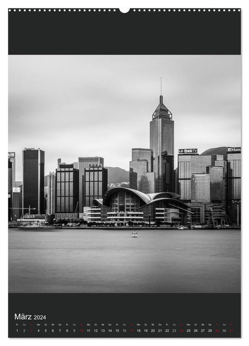 Hongkong schwarzweiß (CALVENDO Wandkalender 2024)