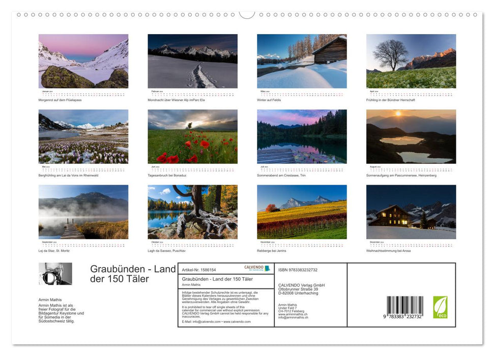 Graubünden - Land der 150 Täler (CALVENDO Premium Wandkalender 2024)
