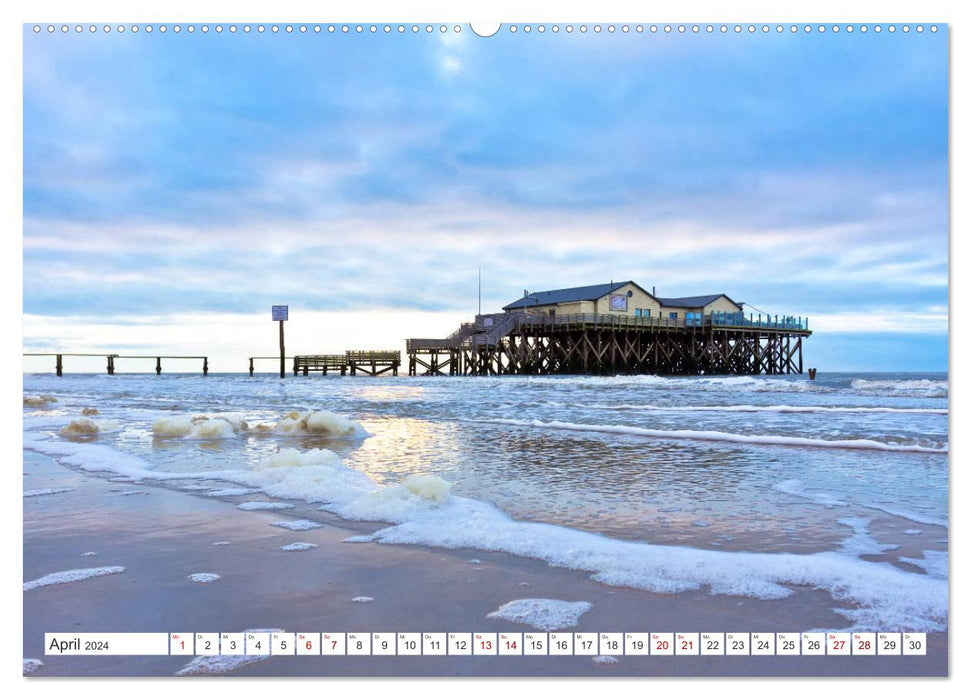 ST. PETER ORDING Beach and Sea (CALVENDO Premium Wall Calendar 2024) 