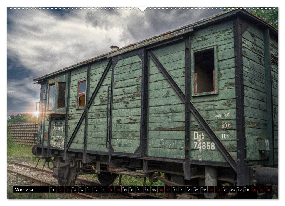 Lokomotiven und Wagen - Verfallen und vergessen auf dem Abstellgleis (CALVENDO Wandkalender 2024)