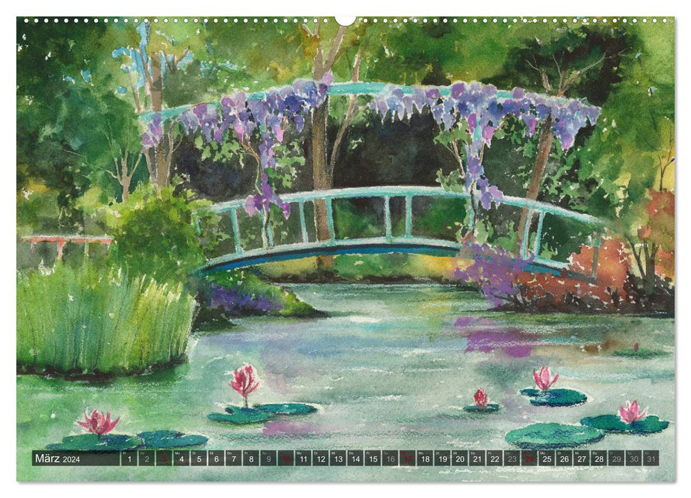 Aquarelles de jardin (Calendrier mural CALVENDO Premium 2024) 