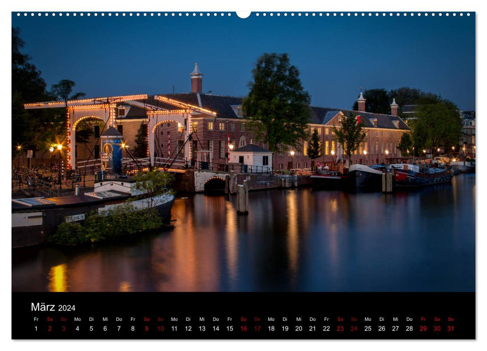 Night over Amsterdam (CALVENDO Premium Wall Calendar 2024) 