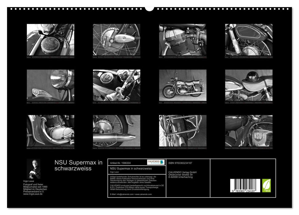 NSU Supermax in schwarzweiss (CALVENDO Premium Wandkalender 2024)