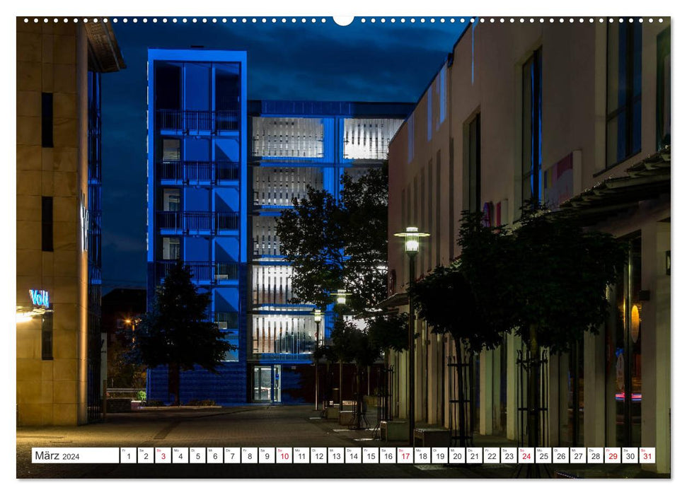 Lehrte - Lichter in der Nacht (CALVENDO Premium Wandkalender 2024)