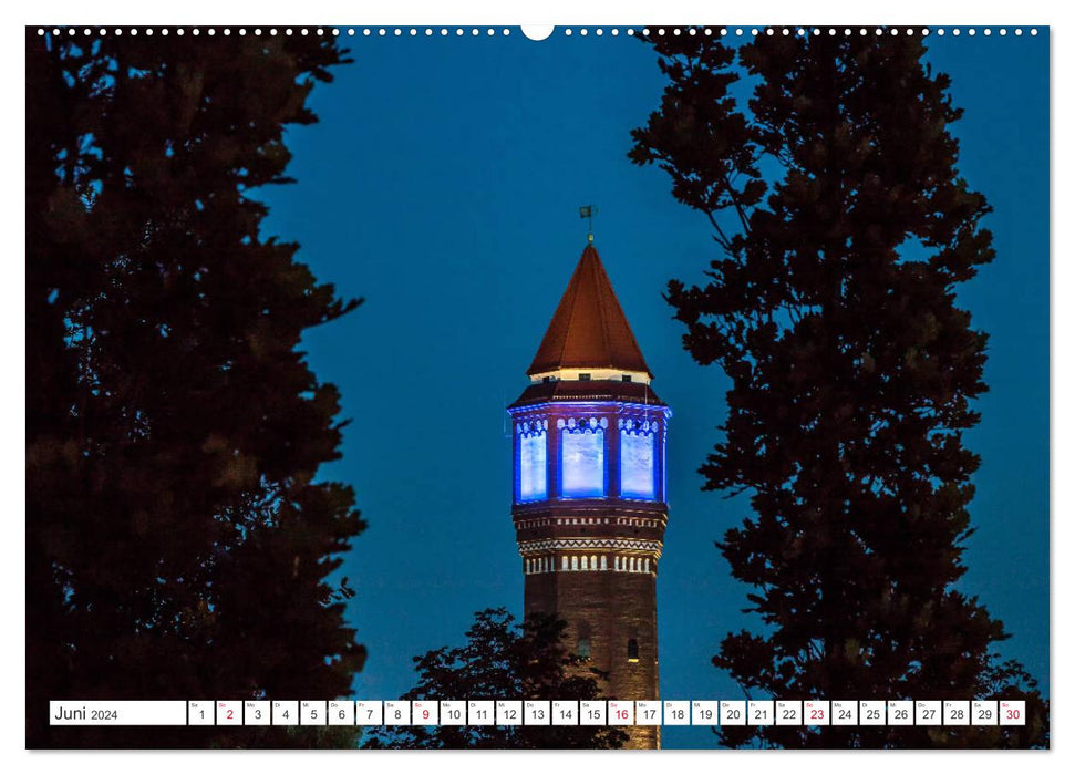 Lehrte - Lights in the Night (CALVENDO Premium Wall Calendar 2024) 