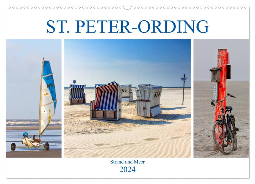 ST. PETER ORDING Beach and Sea (CALVENDO Wall Calendar 2024) 