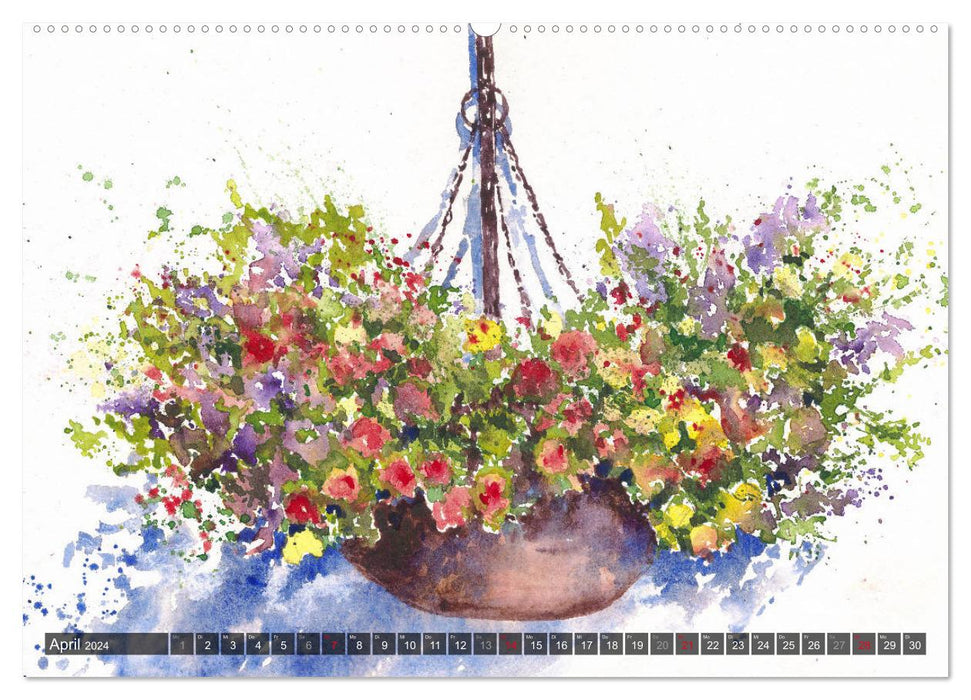 Garten Aquarelle (CALVENDO Wandkalender 2024)