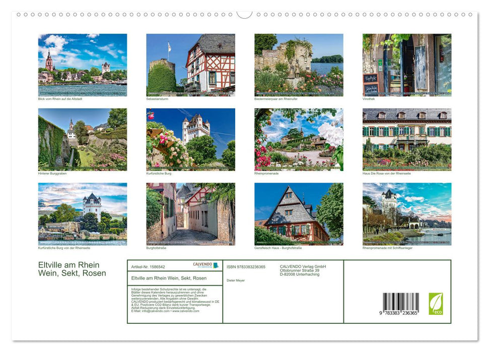 Eltville am Rhein - Wein, Sekt, Rosen (CALVENDO Premium Wandkalender 2024)