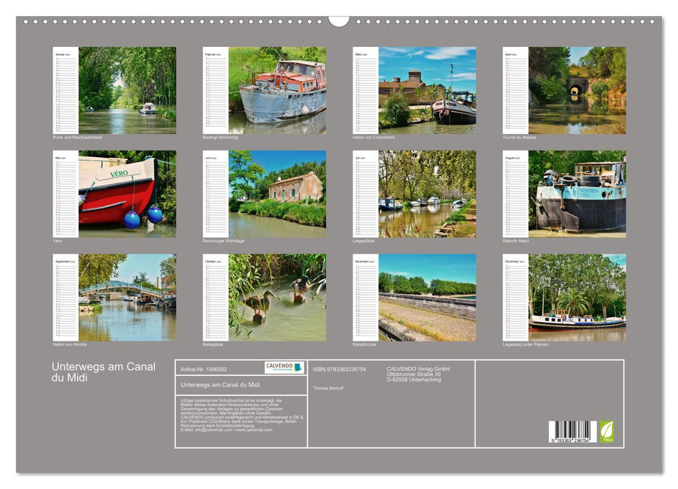 Unterwegs am Canal du Midi (CALVENDO Wandkalender 2024)