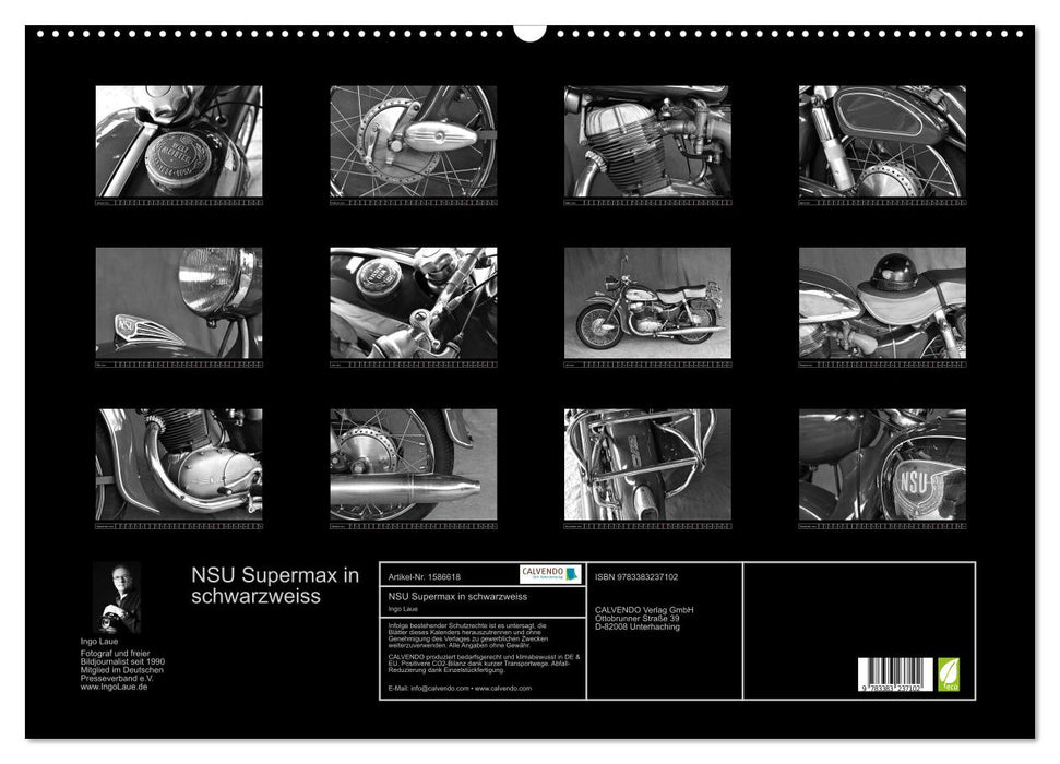 NSU Supermax en noir et blanc (calendrier mural CALVENDO 2024) 