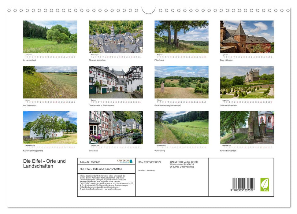Die Eifel - Orte und Landschaften (CALVENDO Wandkalender 2024)