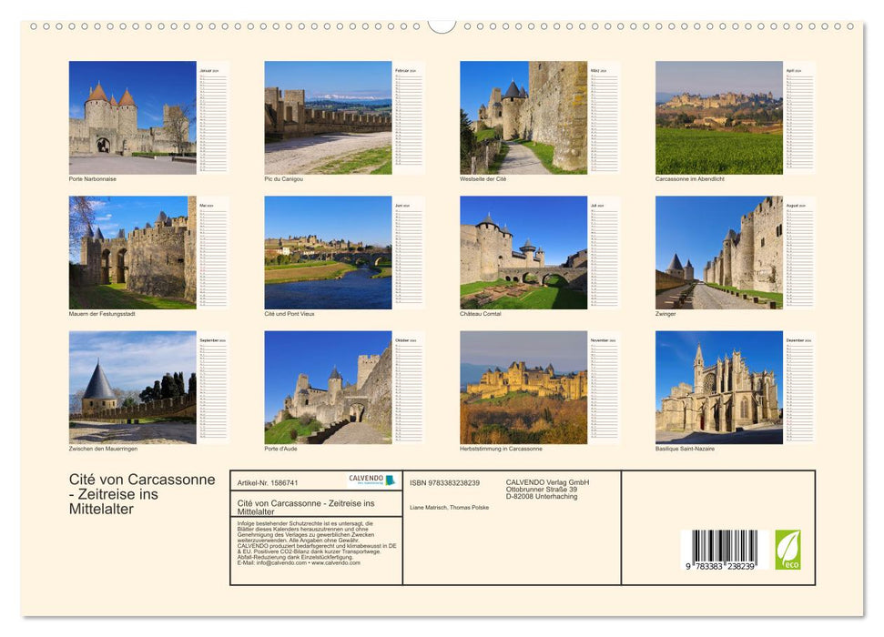 Cité de Carcassonne - Voyage dans le temps au Moyen Âge (Calendrier mural CALVENDO Premium 2024) 