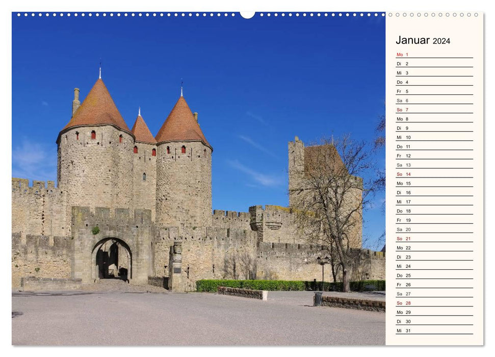 Cité de Carcassonne - Voyage dans le temps au Moyen Âge (Calendrier mural CALVENDO Premium 2024) 