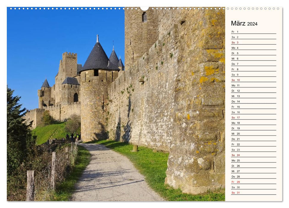 Cité de Carcassonne - Voyage dans le temps au Moyen Âge (Calendrier mural CALVENDO Premium 2024) 