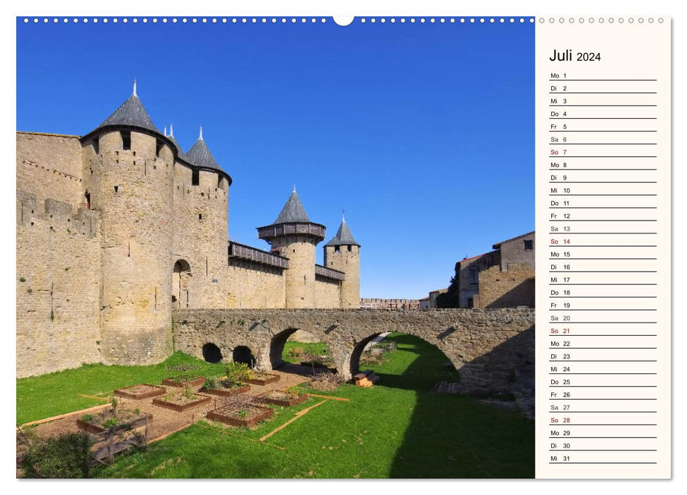 Cité de Carcassonne - Voyage dans le temps au Moyen Âge (Calendrier mural CALVENDO Premium 2024) 