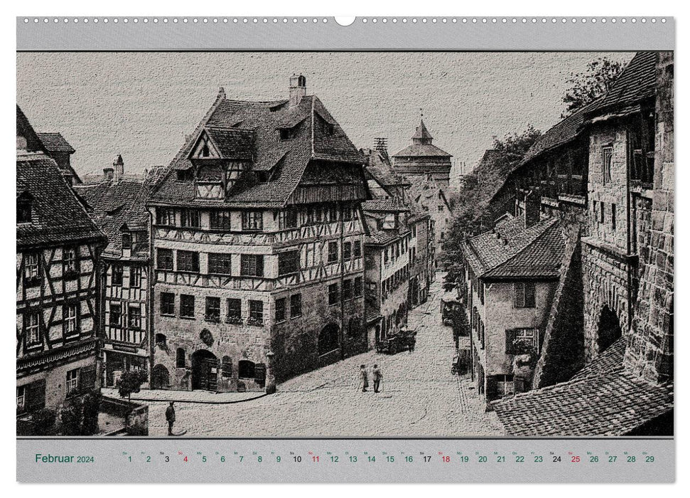 Nuremberg, cartes postales anciennes réinterprétées (calendrier mural CALVENDO 2024) 