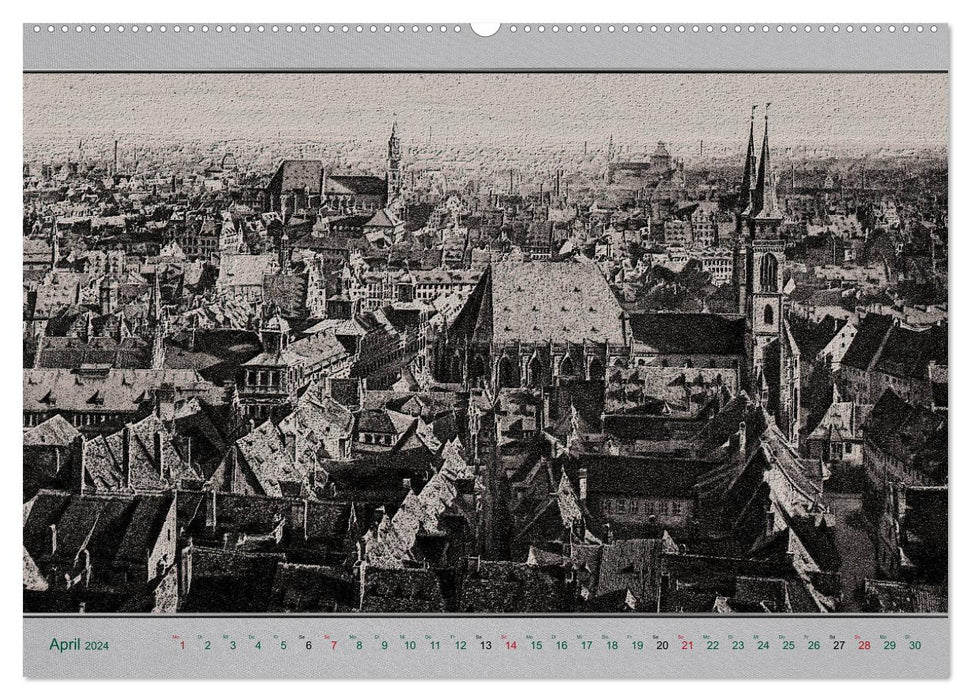 Nuremberg, cartes postales anciennes réinterprétées (calendrier mural CALVENDO 2024) 