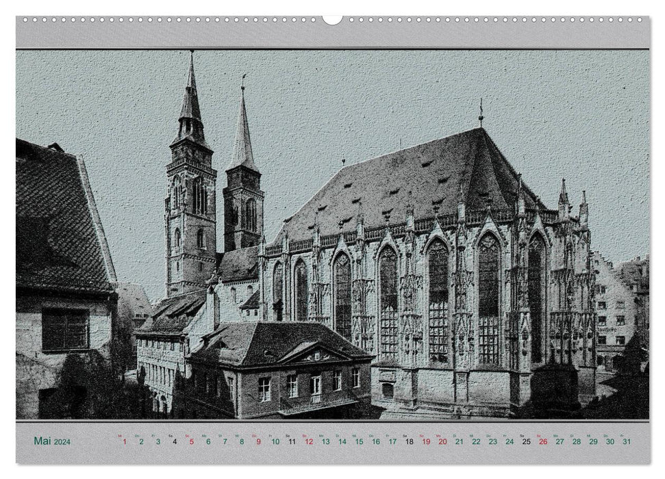 Nuremberg, cartes postales anciennes réinterprétées (calendrier mural CALVENDO 2024) 