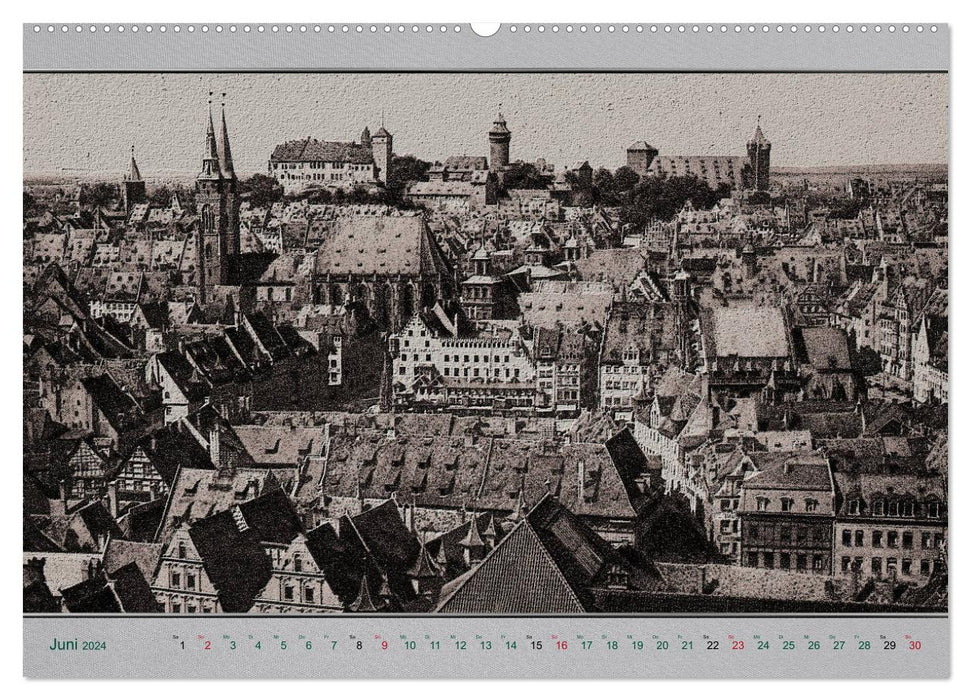 Nuremberg, cartes postales anciennes réinterprétées (calendrier mural CALVENDO 2024) 