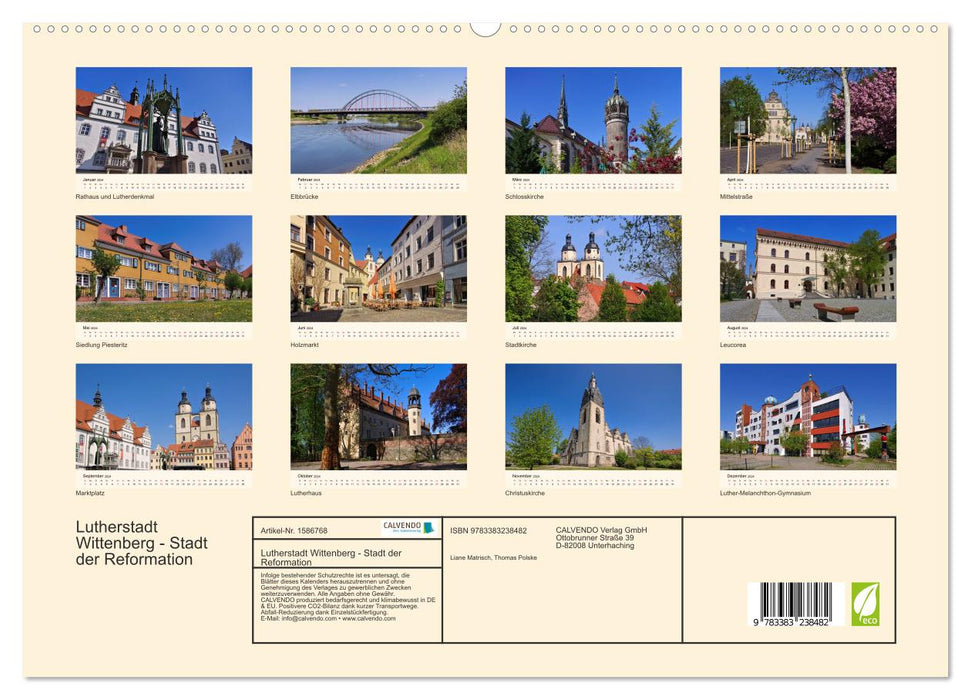 Lutherstadt Wittenberg - Stadt der Reformation (CALVENDO Premium Wandkalender 2024)